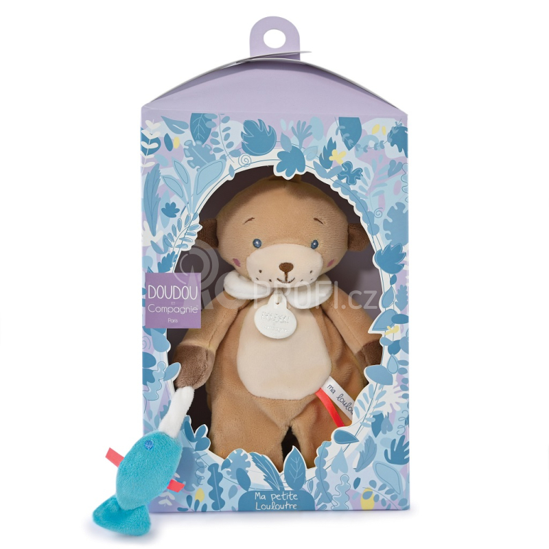 Doudou Dárková sada - plyšová hračka medvídek s rybičkou 27 cm