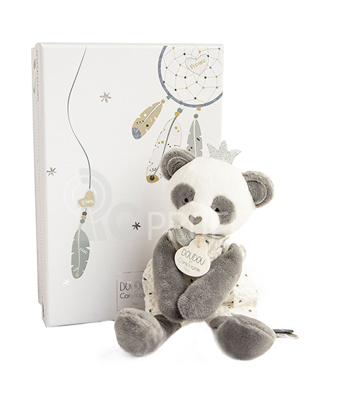 Doudou Dárková sada - plyšová hračka panda s dečkou 20 cm