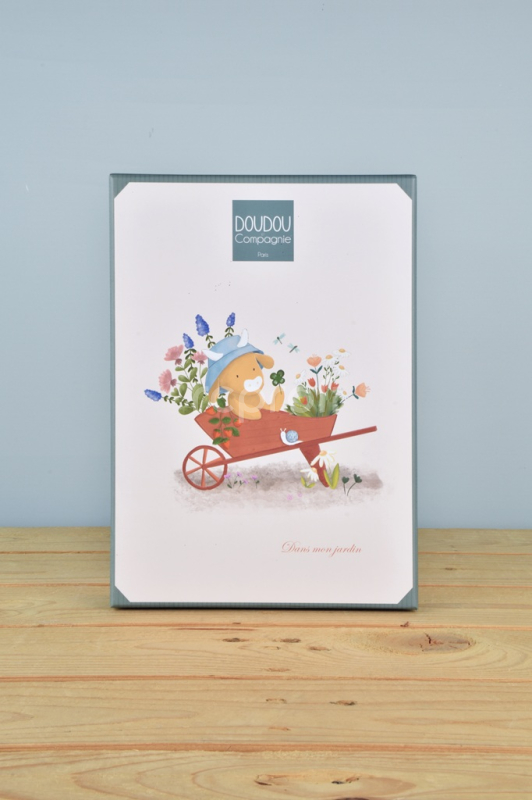 Doudou Dárková sada Plyšová kravička Aneth s chrastítkem 21 cm