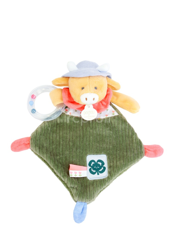 Doudou Dárková sada Plyšová kravička Aneth s chrastítkem 21 cm