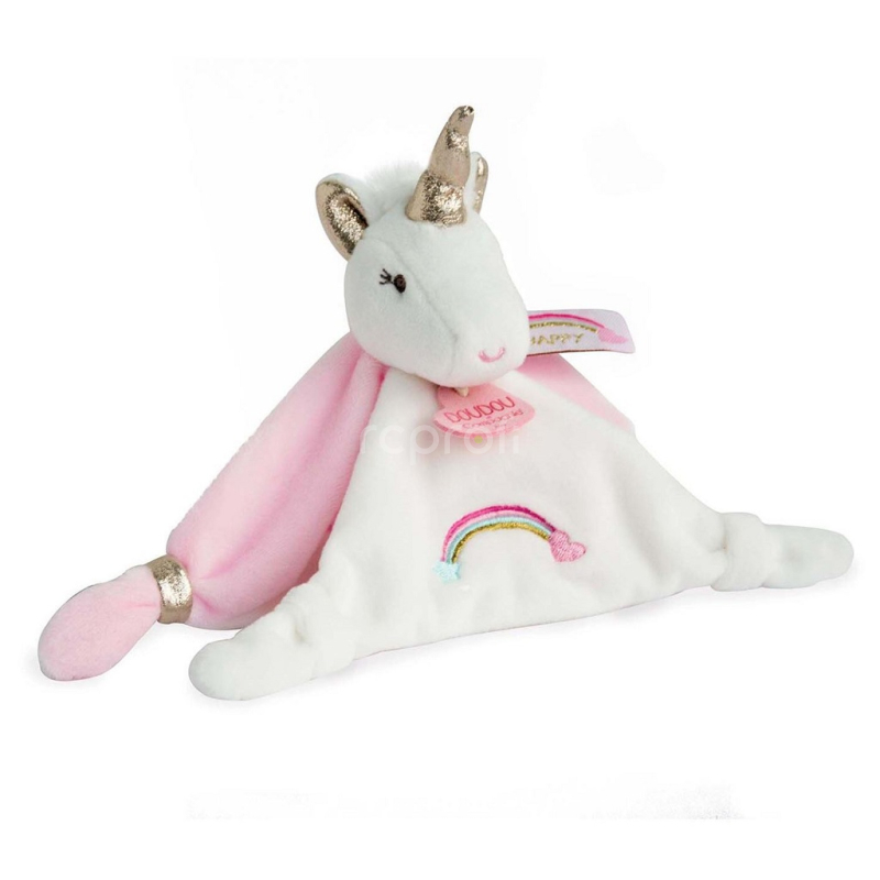 Doudou Dárková sada - plyšový muchláček jednorožec růžový 20 cm