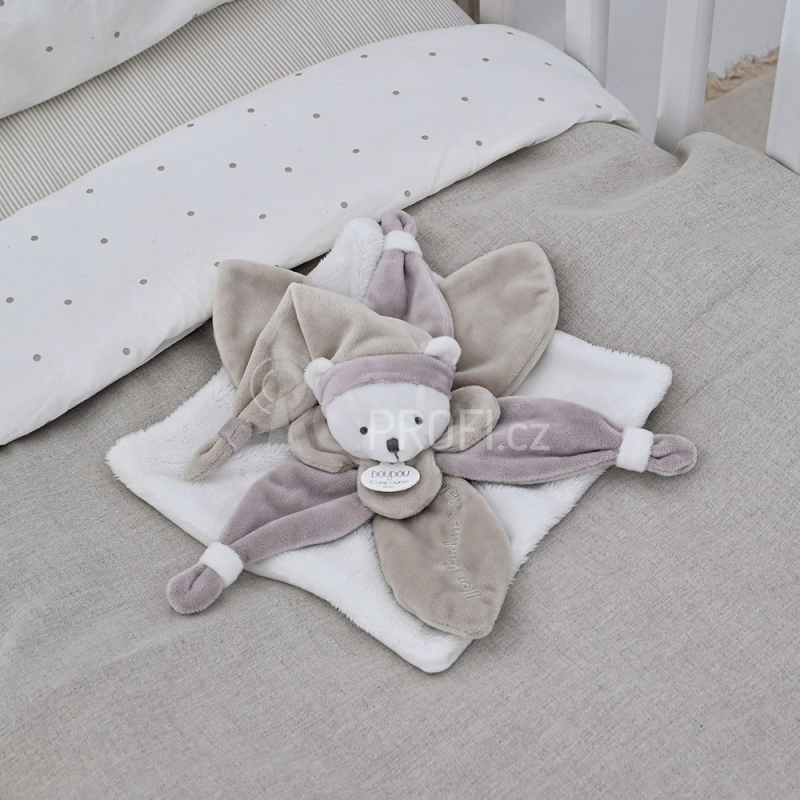 Doudou Dárková sada - plyšový usínáček béžový medvídek 24 cm