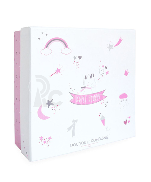 Doudou Dárková sada - plyšový usínáček jednorožec  22 cm