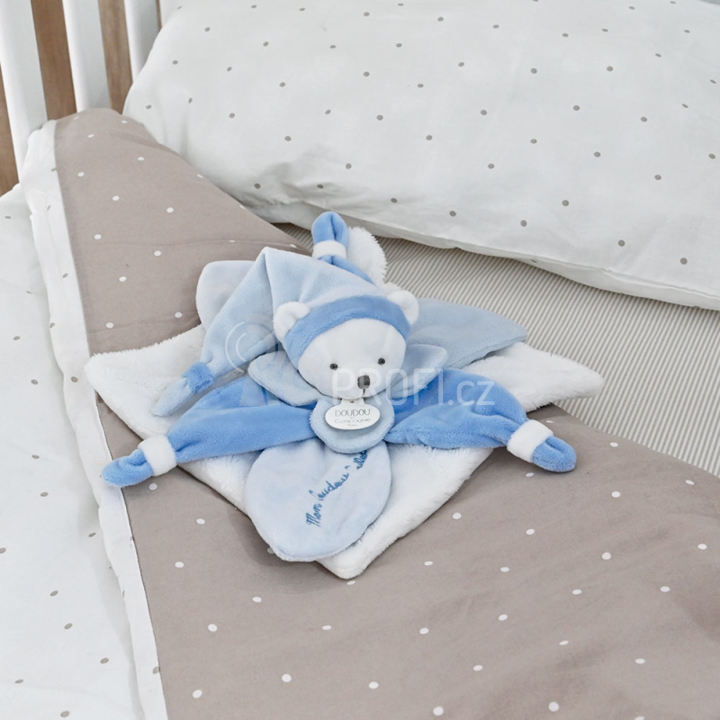 Doudou Dárková sada - plyšový usínáček modrý medvídek 24 cm