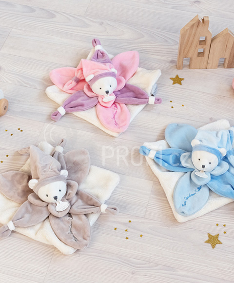 Doudou Dárková sada - plyšový usínáček modrý medvídek 24 cm