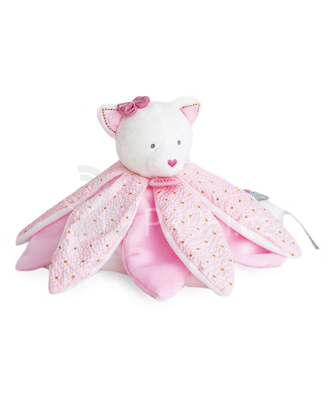 Doudou Dárková sada - plyšový usínáček růžová kočka 26 cm
