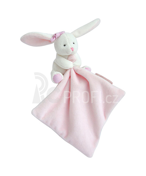 Doudou Dárková sada růžová - králíček s muchláčkem 10 cm