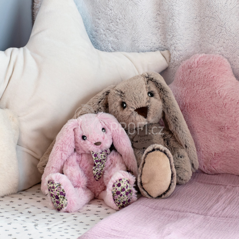 Doudou Histoire d´Ours Plyšová hračka růžový králíček 25 cm