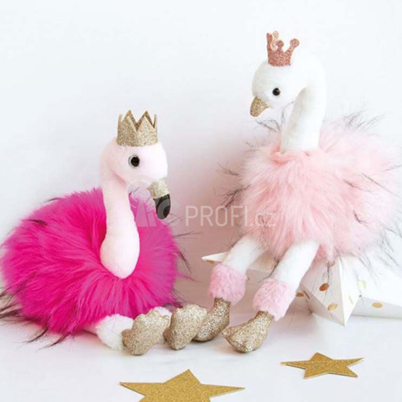 Doudou Histoire d´Ours Plyšová hračka tmavě růžový plameňák 30 cm