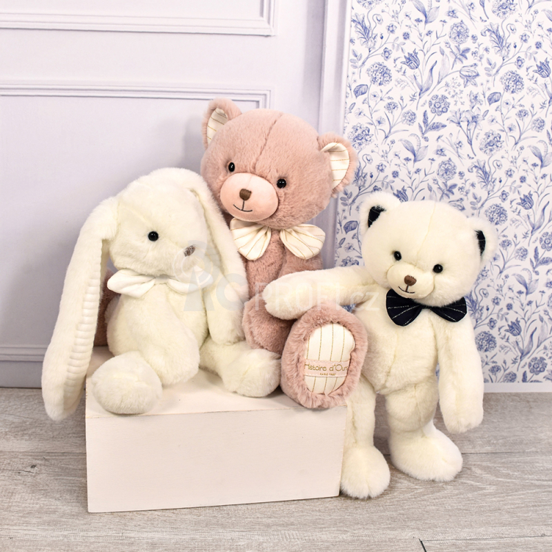 Doudou Histoire d´Ours Plyšový medvídek s tmavě modrým motýlkem 40 cm