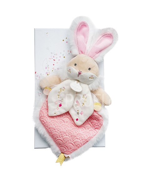 Doudou Hračka růžový kamarád králíček 24 cm