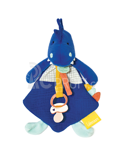 Doudou Hračka s úchytem na dudlík dinosaurus modrý 23 cm