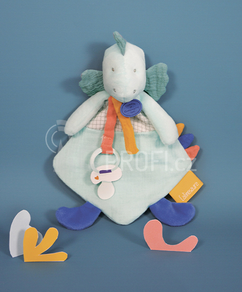 Doudou Hračka s úchytem na dudlík dinosaurus zelený 23 cm