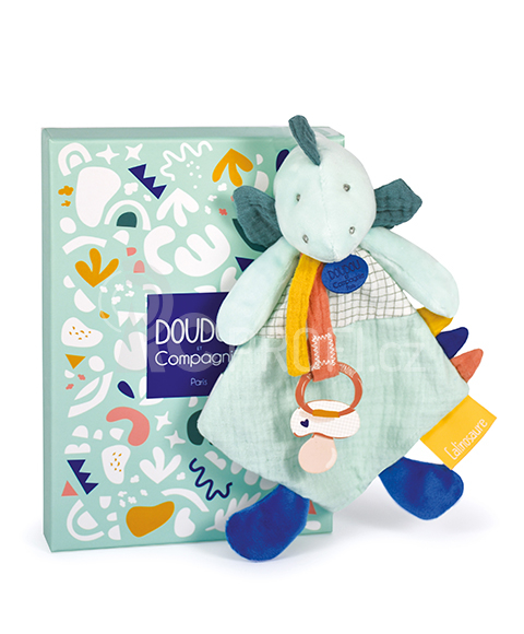 Doudou Hračka s úchytem na dudlík dinosaurus zelený 23 cm