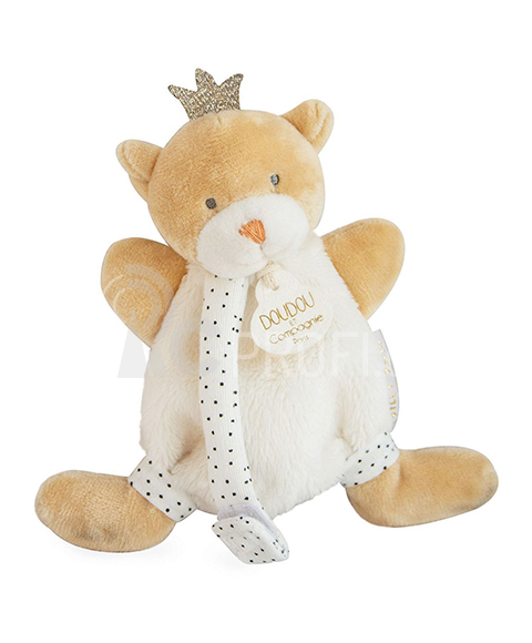 Doudou Hračka s úchytem na dudlík medvídek král 15 cm