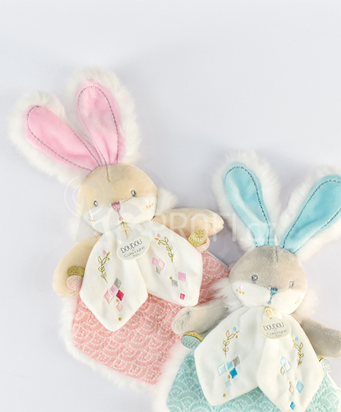 Doudou Hračka tyrkysový kamarád králíček 24 cm