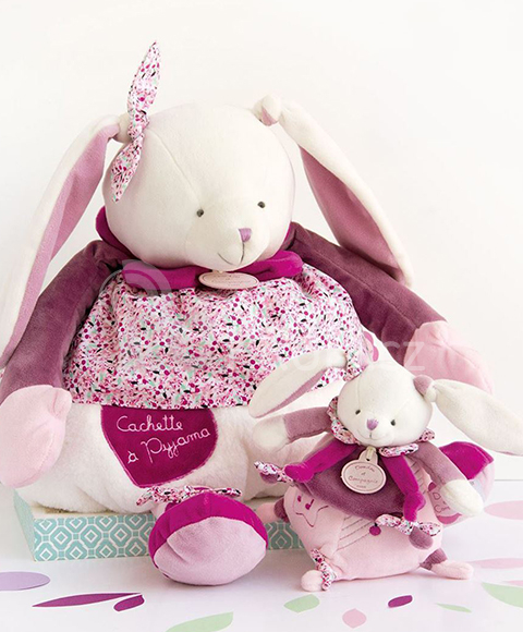 Doudou Hudební hračka růžový králíček 17 cm