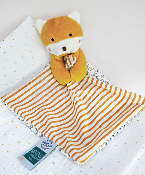Doudou Liška s dečkou z  BIO bavlny 20 cm