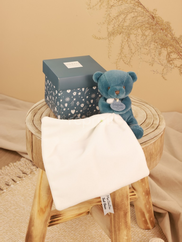 Doudou Můj malý medvídek 10 cm modrý