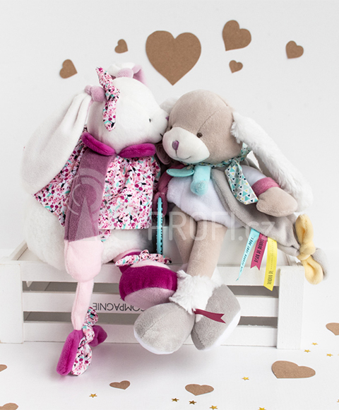 Doudou Plyšová hračka růžový králíček 30 cm