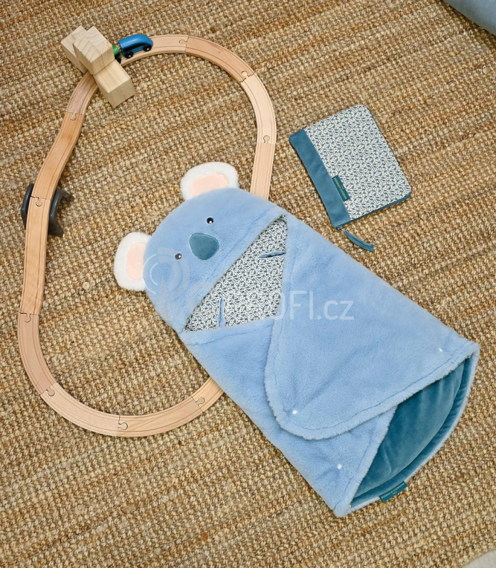 Doudou Plyšová modrá dečka s kapucí Yoca le koala 70 cm