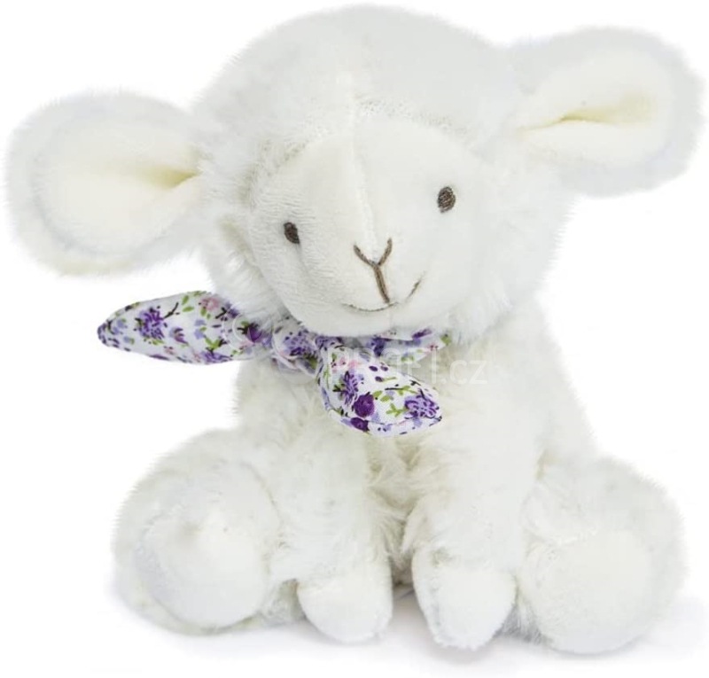 Doudou Plyšový beránek s šátkem 12 cm fialová s kytičkami