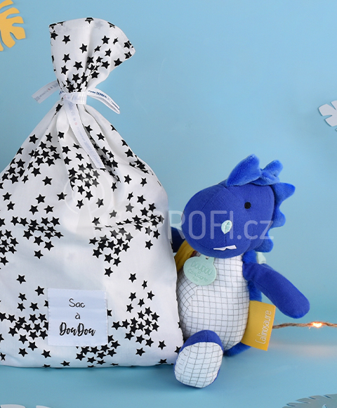 Doudou Plyšový dinosaurus s dečkou 25 cm modrý