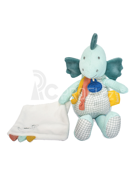 Doudou Plyšový dinosaurus s dečkou 25 cm zelený