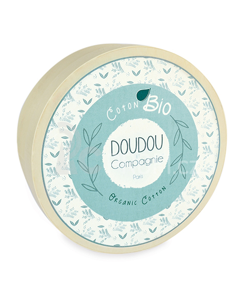 Doudou Plyšový Ecru králiček s růžovou dečkou z  BIO bavlny 22 cm