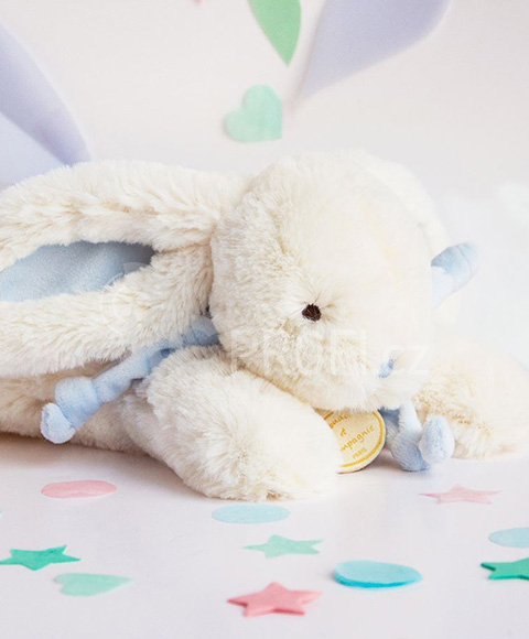 Doudou Plyšový králíček modrý 30 cm