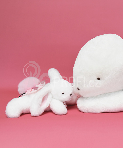 Doudou Plyšový králíček s růžovou bambulkou 25 cm
