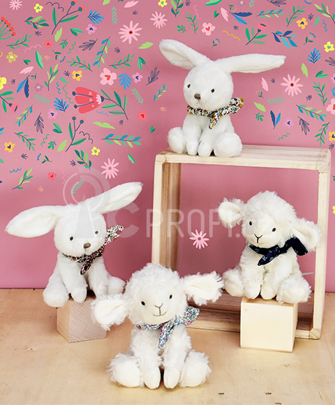 Doudou Plyšový králíček s šátkem 12 cm