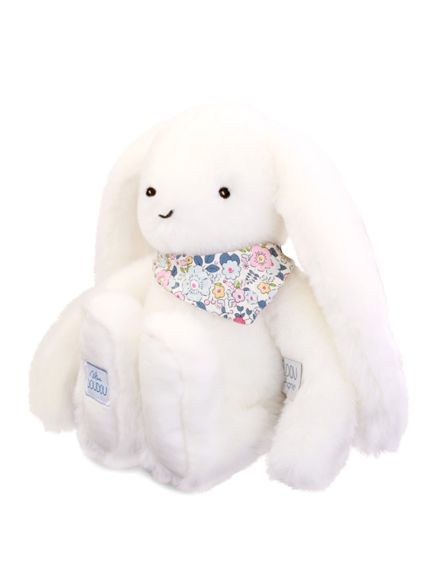 Doudou Plyšový králíček s šátkem bílý 35 cm