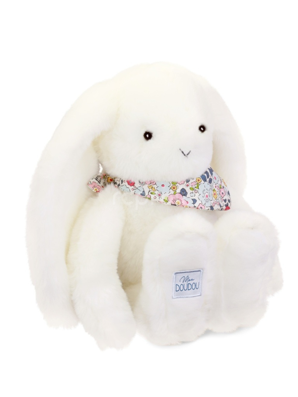 Doudou Plyšový králíček s šátkem bílý 35 cm