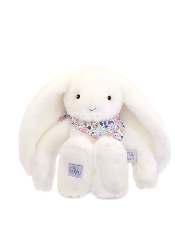 Doudou Plyšový králíček s šátkem bílý 35 cm