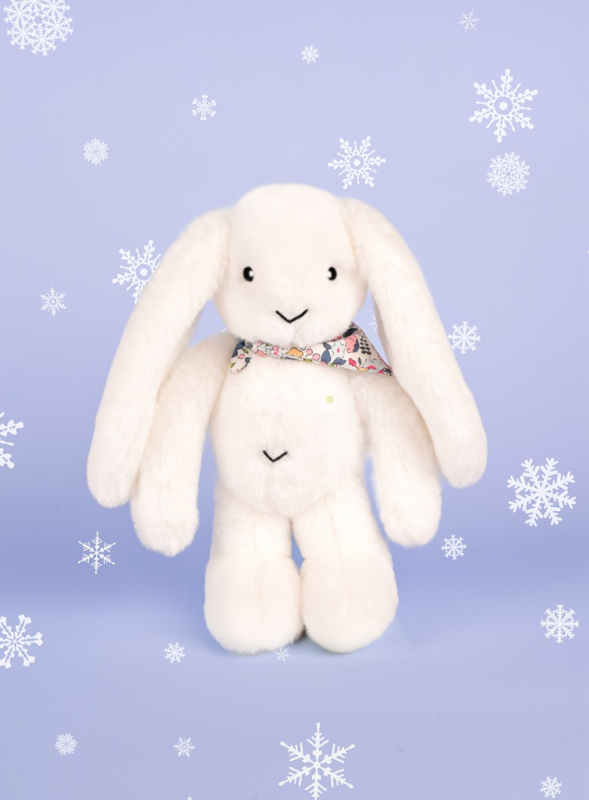 Doudou Plyšový králíček s šátkem bílý 35 cm