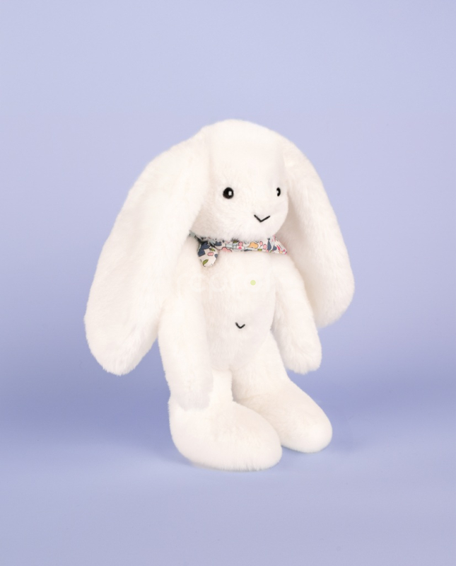 Doudou Plyšový králíček s šátkem bílý 35 cm