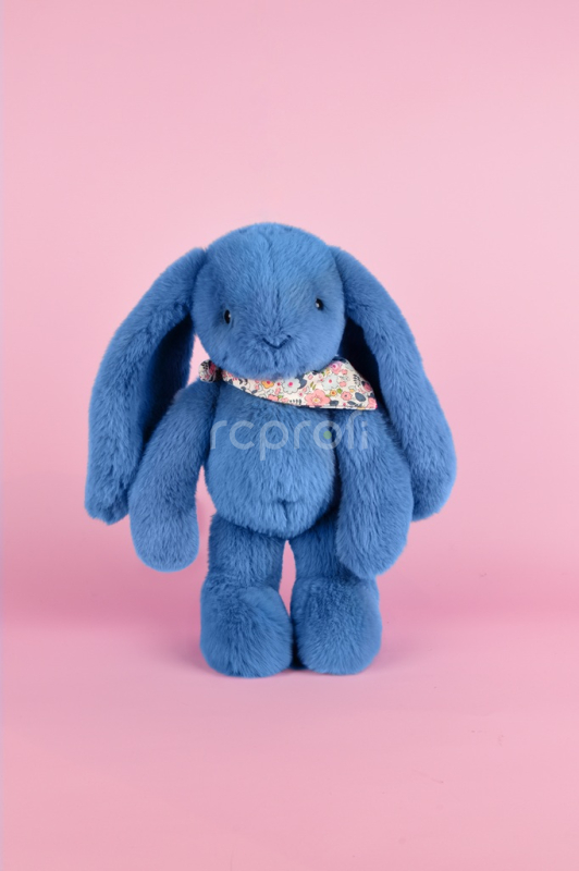 Doudou Plyšový králíček s šátkem modrý 35 cm