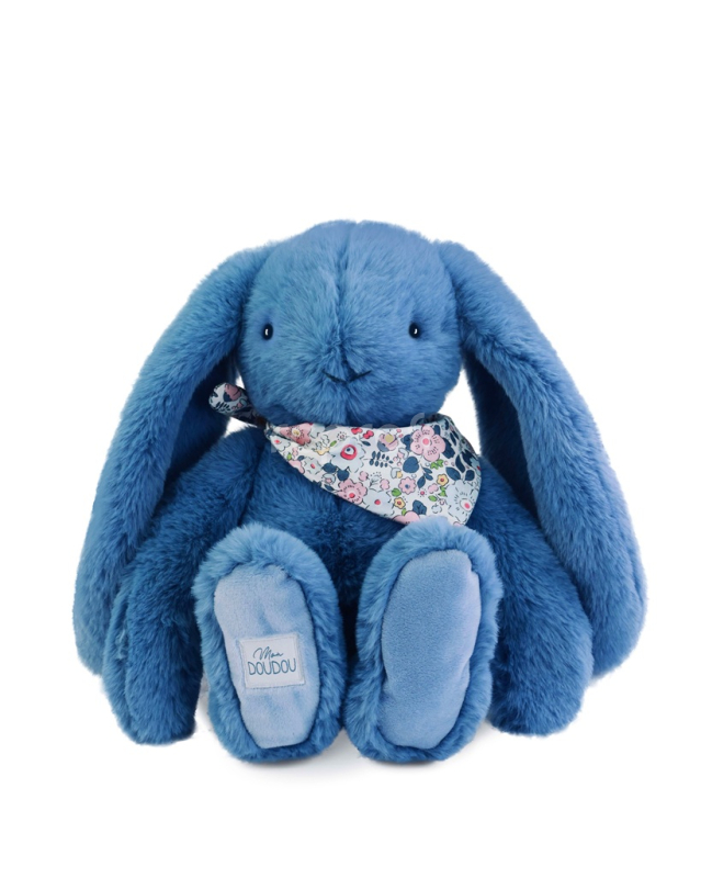 Doudou Plyšový králíček s šátkem modrý 35 cm