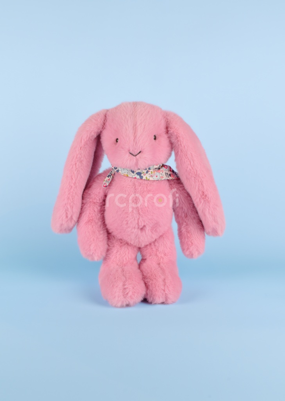 Doudou Plyšový králíček s šátkem růžový 35 cm