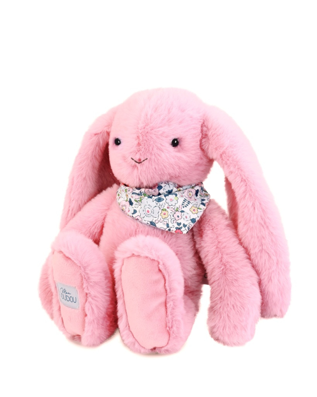 Doudou Plyšový králíček s šátkem růžový 35 cm