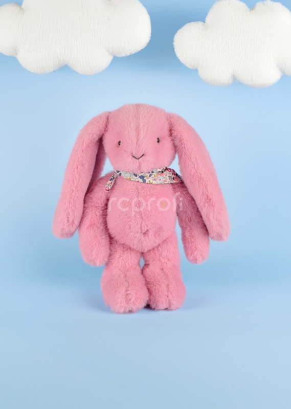 Doudou Plyšový králíček s šátkem růžový 35 cm
