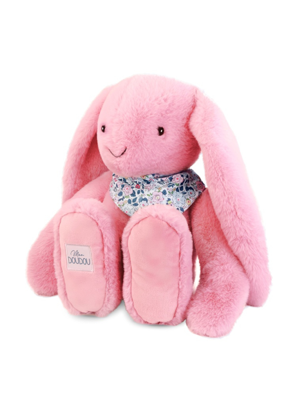 Doudou Plyšový králík XXL s šátkem růžový 50 cm