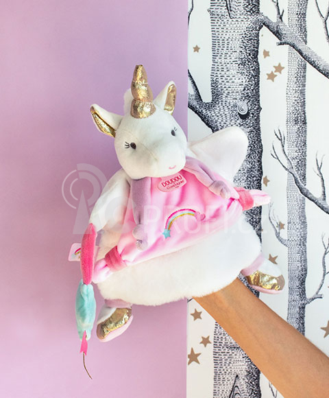 Doudou Plyšový maňuška jednorožec 25 cm