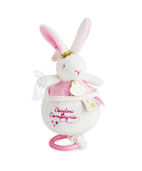 Doudou Plyšový  růžový králíček hrající melodii 14 cm
