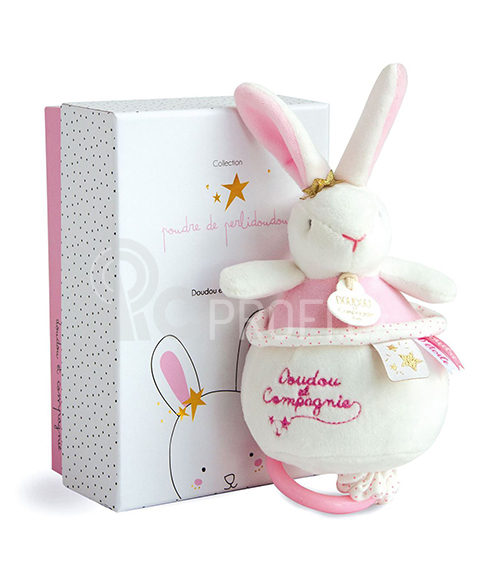 Doudou Plyšový  růžový králíček hrající melodii 14 cm