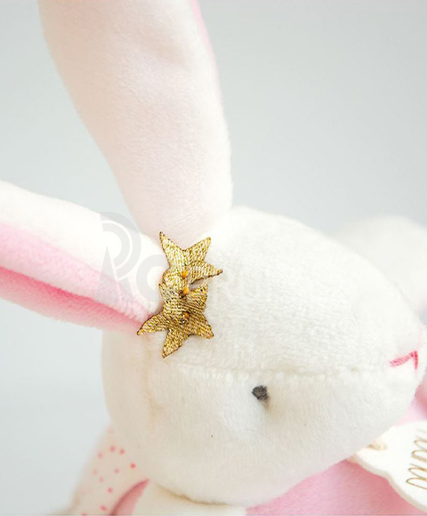 Doudou Plyšový  růžový králíček hrající melodii 14 cm