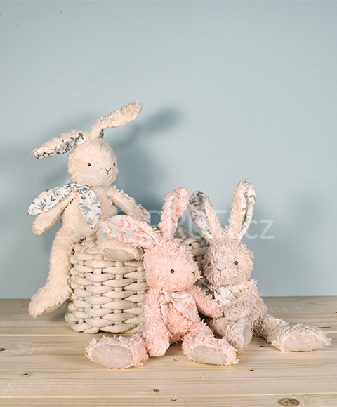 Doudou Růžový plyšový králík z  BIO bavlny 25 cm