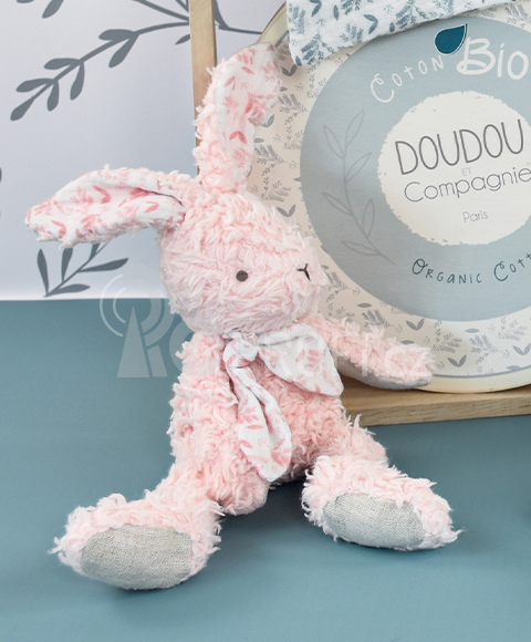 Doudou Růžový plyšový králík z  BIO bavlny 25 cm