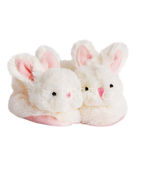 Doudou Sada botiček s chrastítky králíček růžový 0/6 měsíců